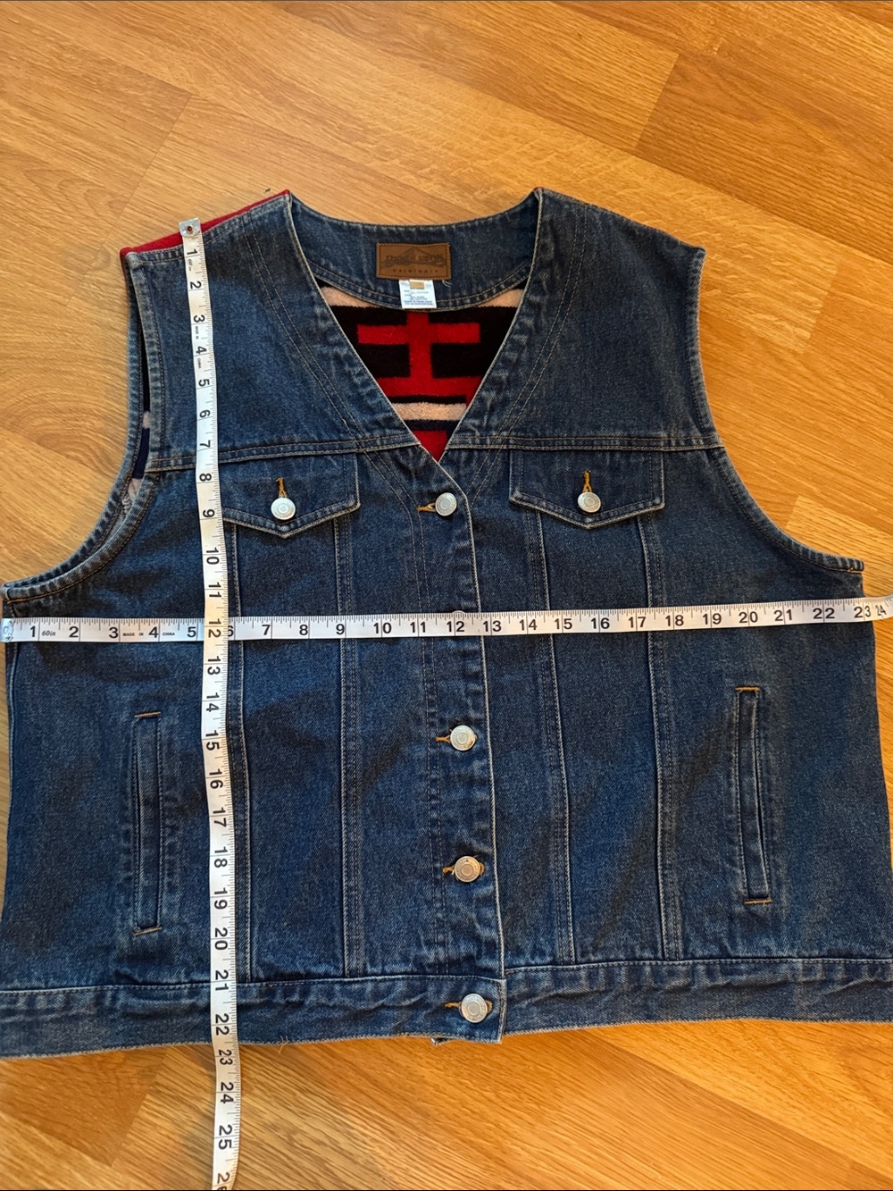 EUC VTG Pendleton Denim Wool Blanket Back Vest Southwestern Aztec Size XL - Picture 8 of 9